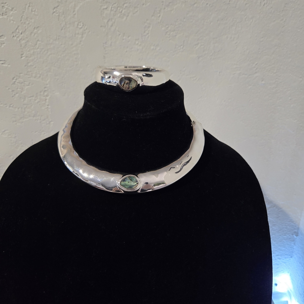 Robert Lee Morris Silver Necklace with Green Accent